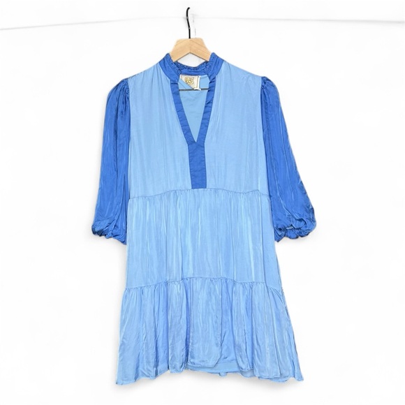 Emily McCarthy Frankie Dress Mini In Ultramarine Puff Sleeves Size Small - Picture 2 of 7